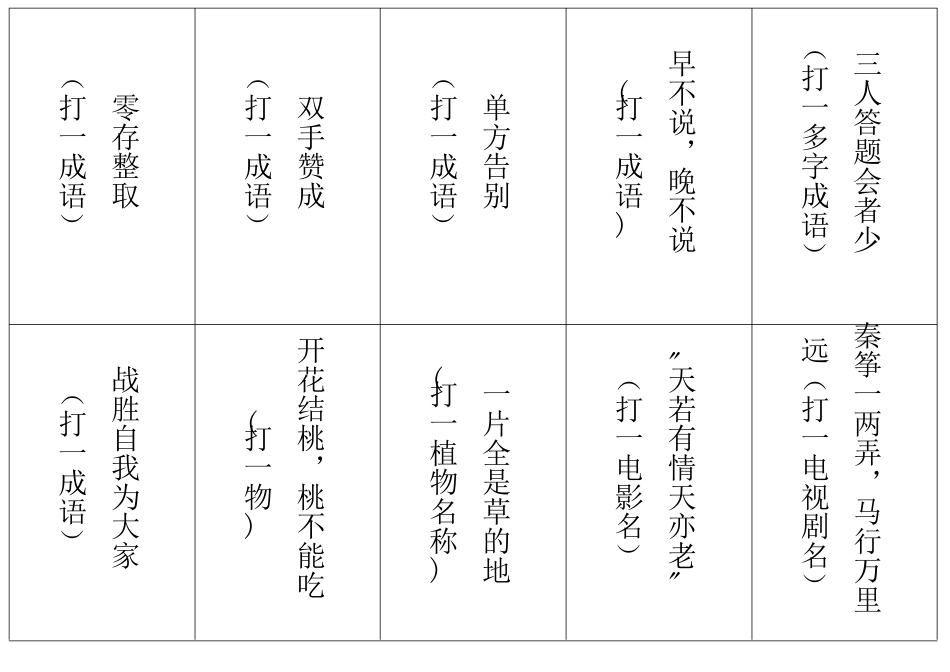 元宵节灯谜谜面已用WORD制作好可直接打印_第2页