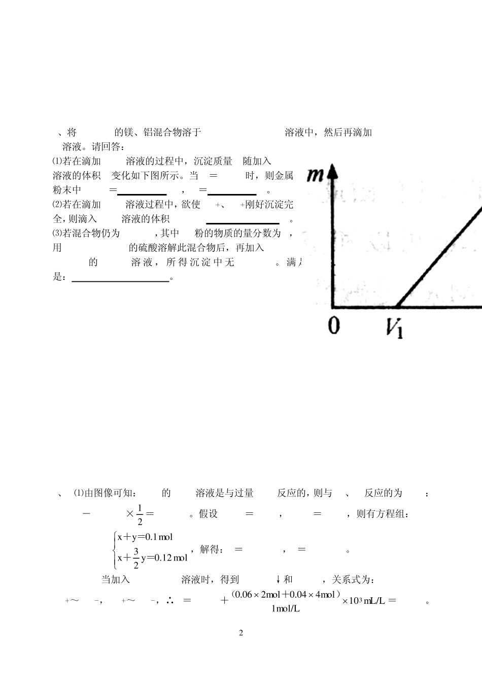 元素化合物系列之五：镁、铝、铁的典型图像、推断、实验题_第2页