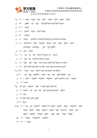 元音字母及重要组合发音