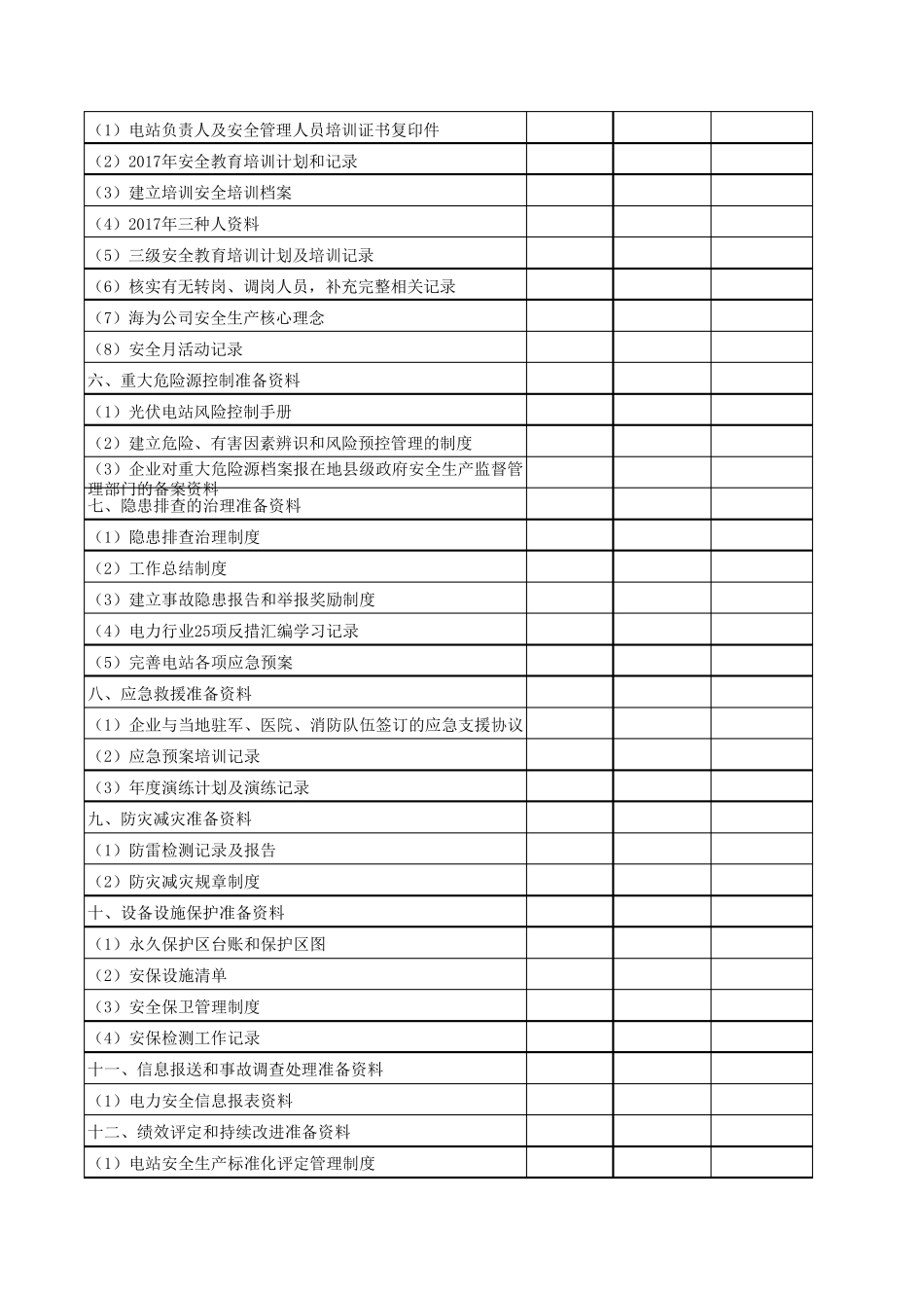 光伏电场安全标准化资料清单_第2页
