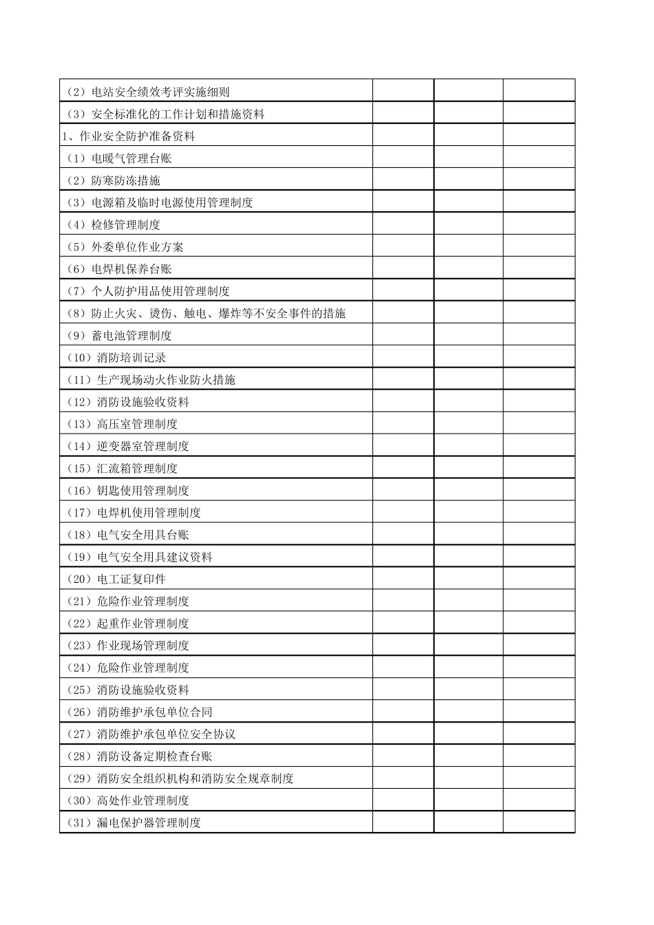 光伏电场安全标准化资料清单_第3页