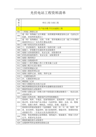 光伏电站项目工程资料清单
