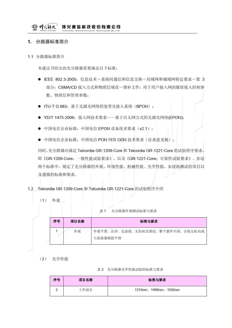 光分路器标准及测试方法介绍_第1页