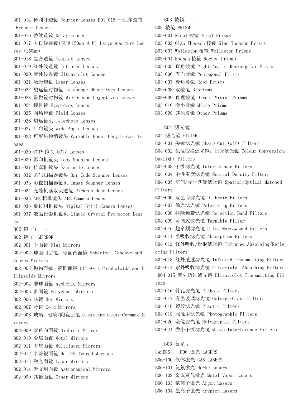 光学专业英语分类词汇_第2页