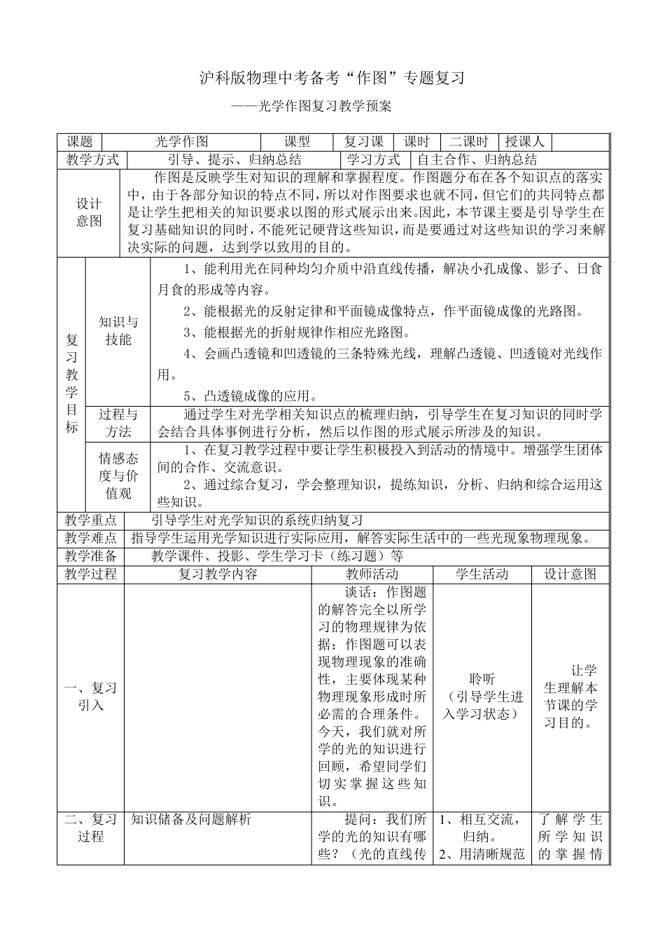 光学作图专题复习教案_第1页