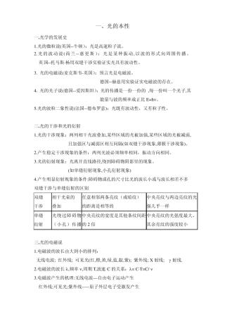 光学原子物理宇宙知识要点