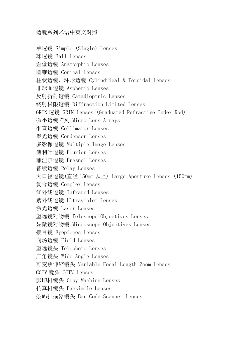 光学术语中英文对照_第1页