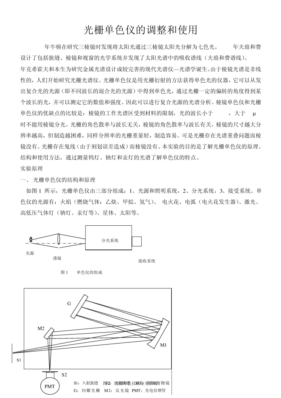 光栅单色仪的调整和使用_第1页