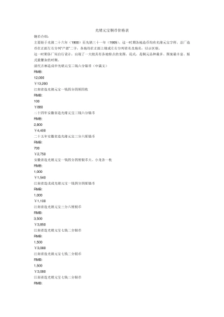 光绪元宝铜币价格表