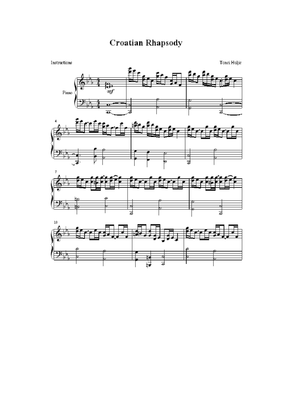 克罗地亚狂想曲马克西姆CroatianRhapsodyMacksim钢琴谱_第1页