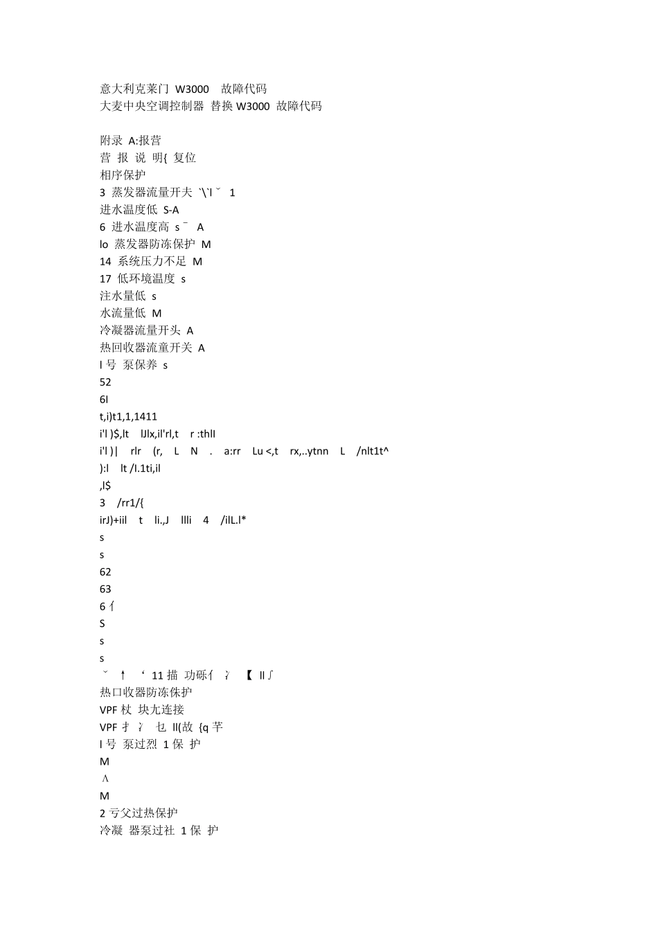克莱门特W3000故障代码_第1页