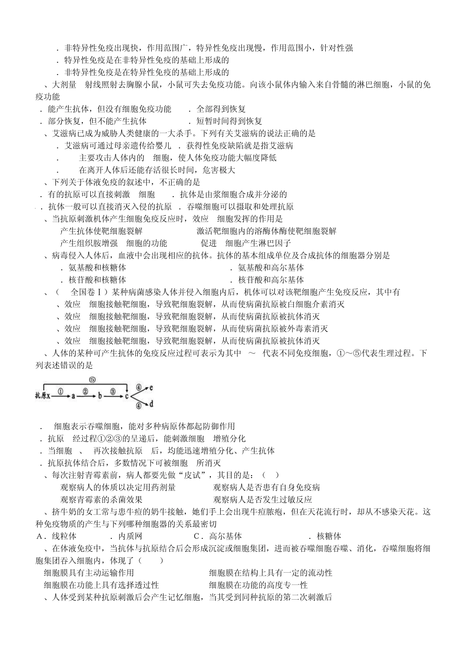 免疫调节同步练习题_第2页