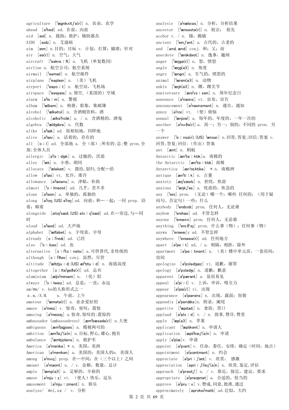 免费_新课标高中英语词汇3500词word版带音标+英语词组与习惯用语大全_新整理_第2页