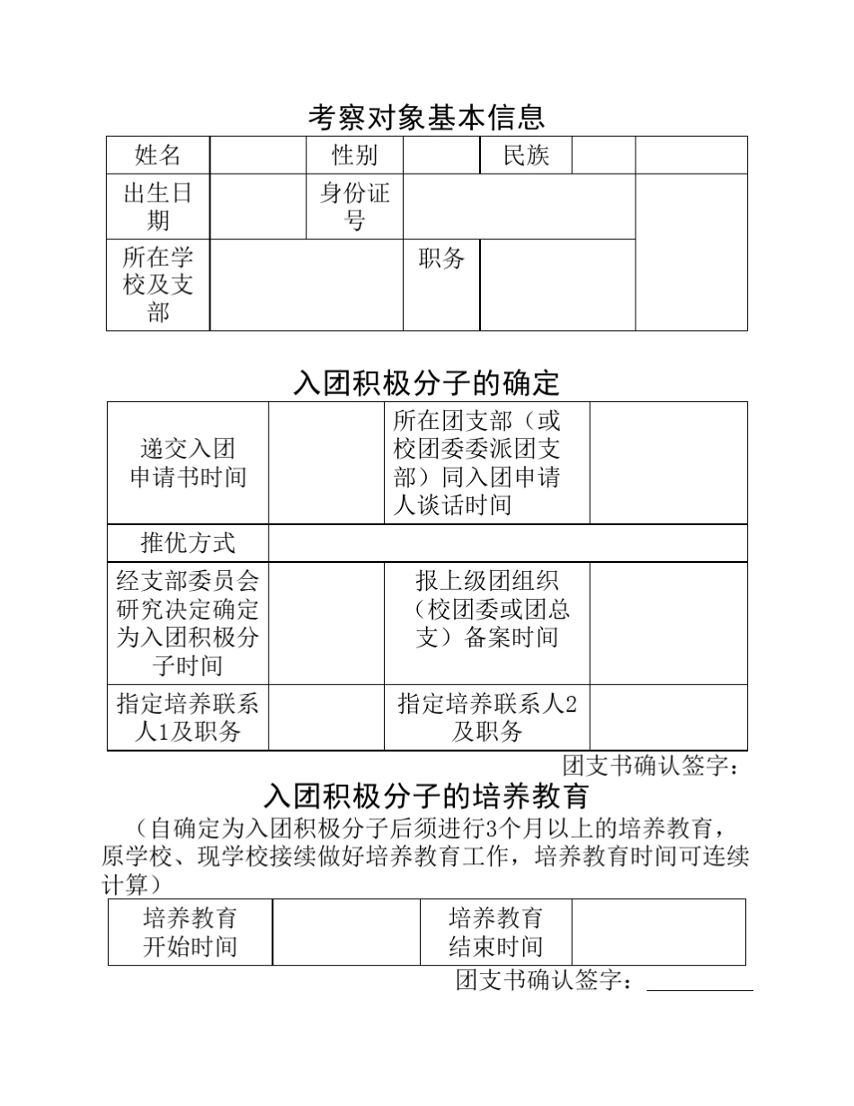入团积极分子考察记录_第1页