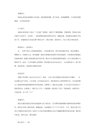 入场词各队伍说明