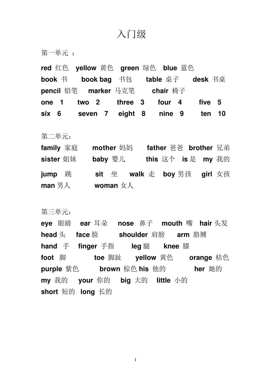 入门、基础、巩固单词汇总_第1页