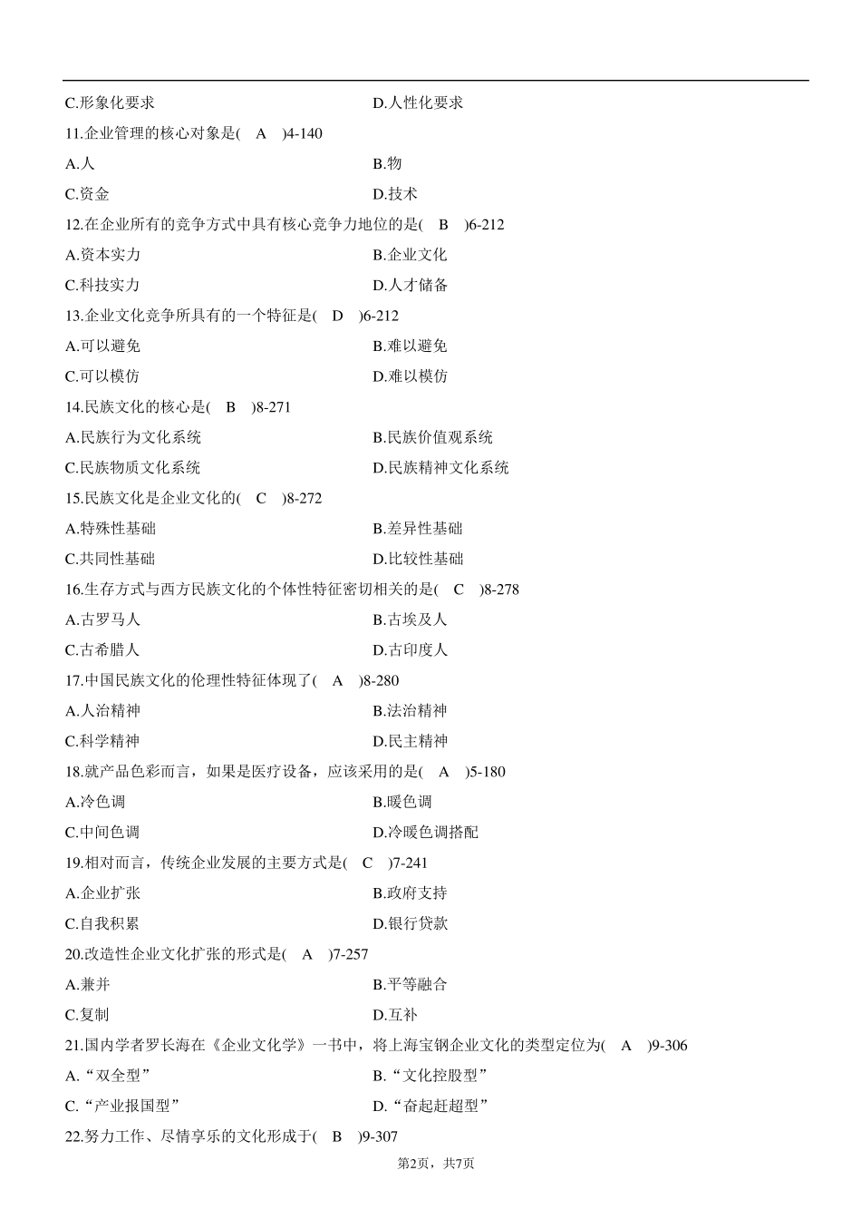 全国2012年04月自学考试03297《企业文化》历年真题与答案_第2页