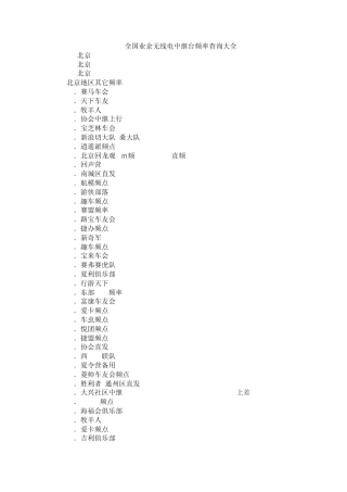 全国业余无线电中继台频率查询大全
