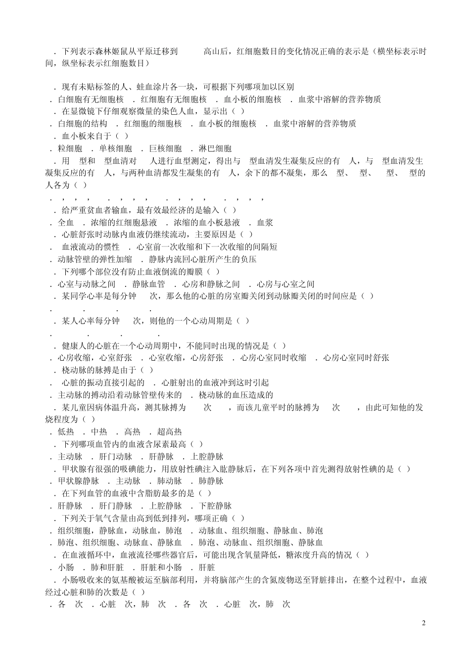 全国中学生生物奥林匹克竞赛试题精粹_第2页