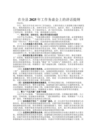 在全县2025年工作务虚会上的讲话提纲