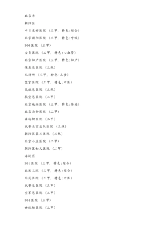全国二级甲等以上医院