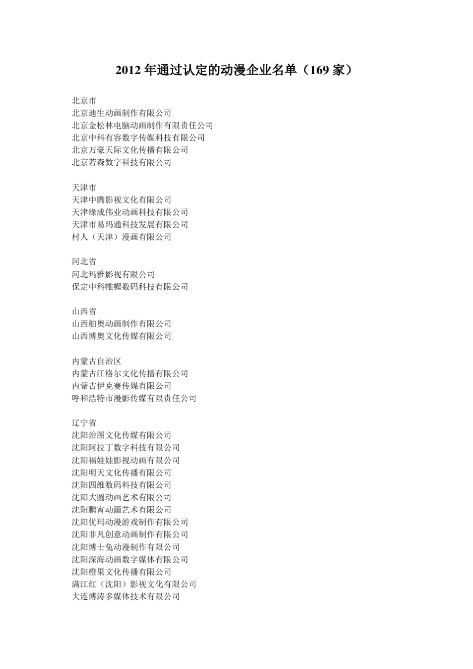 全国动漫公司目录大全_第1页