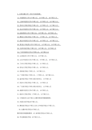 全国医学类院校排名