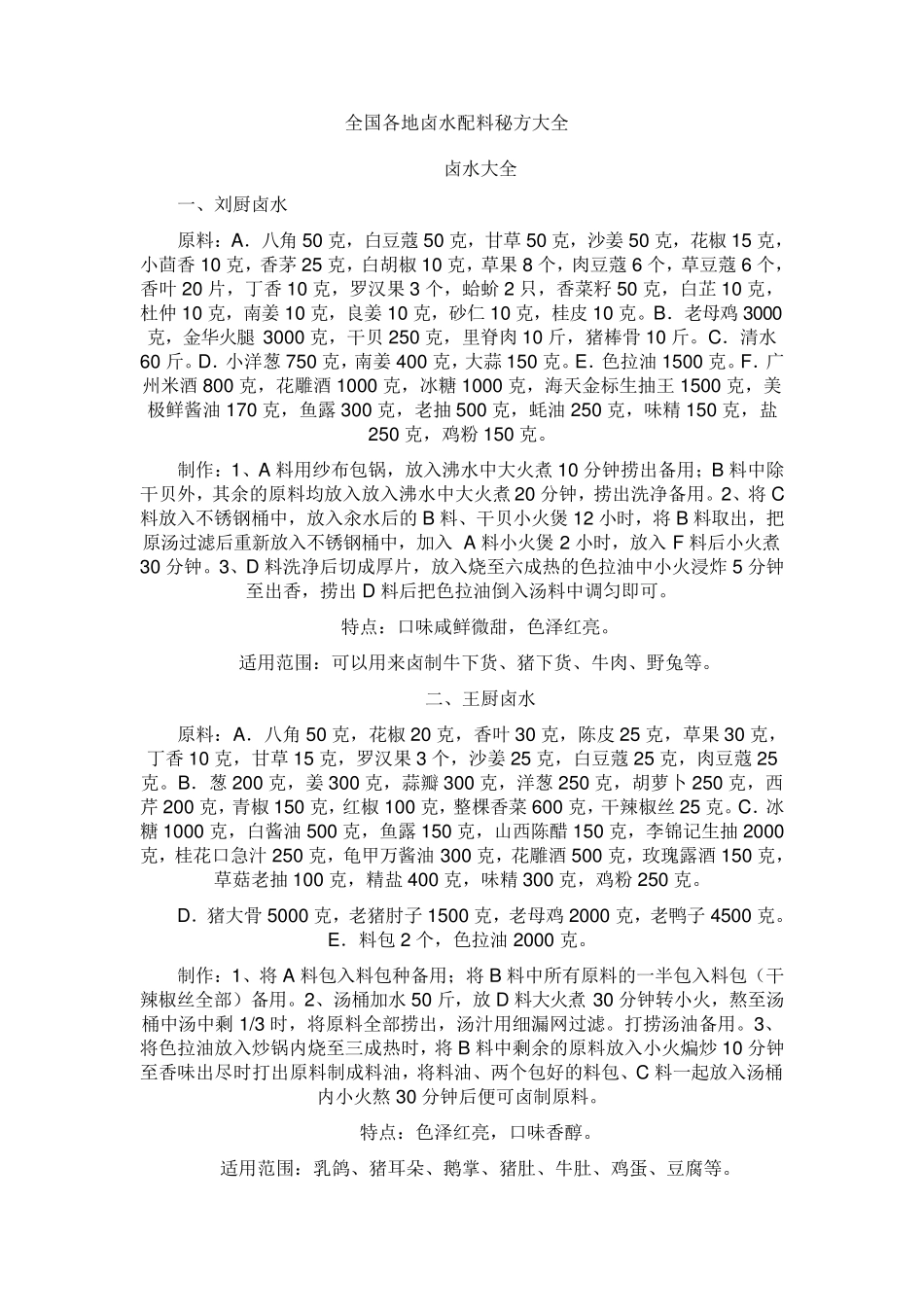 全国各地卤水配料秘方大全_第1页