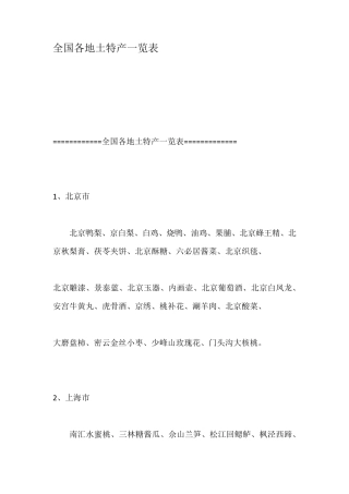 全国各地土特产一览表