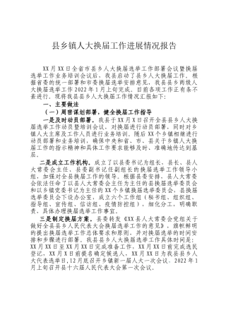 县乡镇人大换届工作进展情况报告(1)