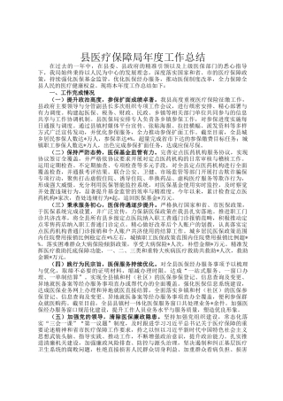 县医疗保障局年度工作总结