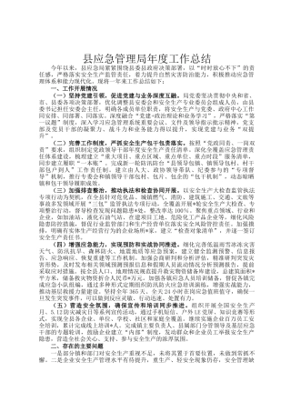 县应急管理局年度工作总结