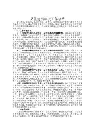 县住建局年度工作总结