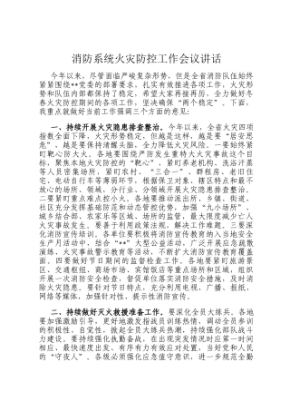 消防系统火灾防控工作会议讲话