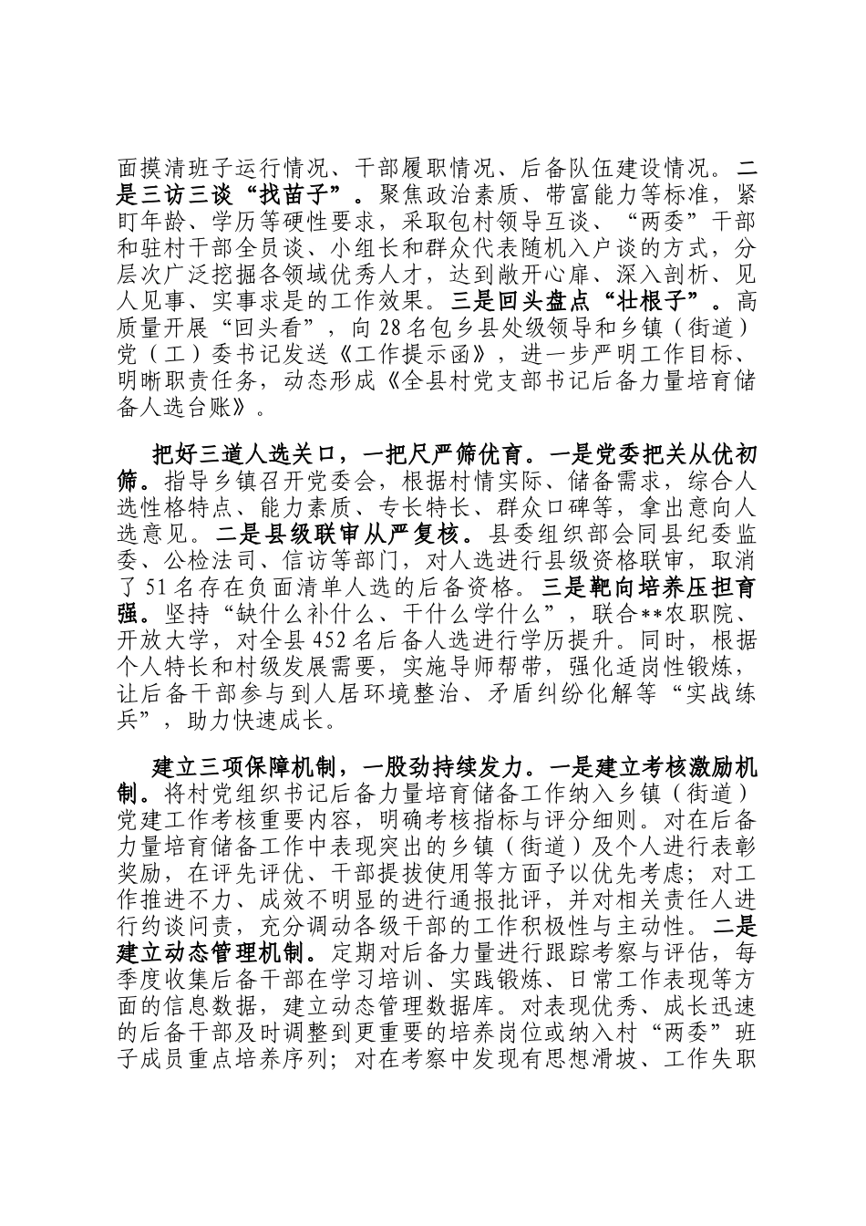 在2024年全市村党支部书记后备力量培育储备工作专题推进会上的汇报发言_第2页