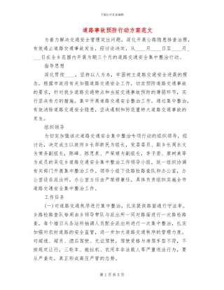 道路事故预防行动方案范文