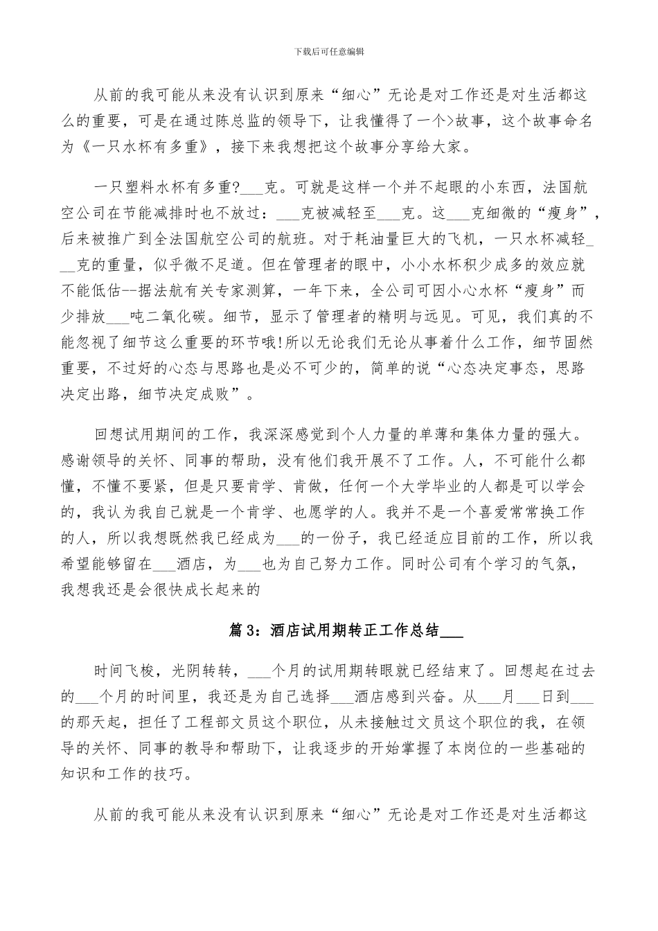 酒店试用期转正工作总结2024_第2页