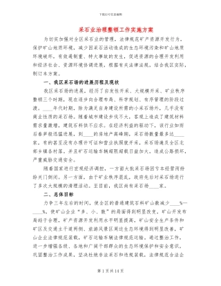 采石业治理整顿工作实施方案
