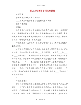 重大水灾事故专项应急预案