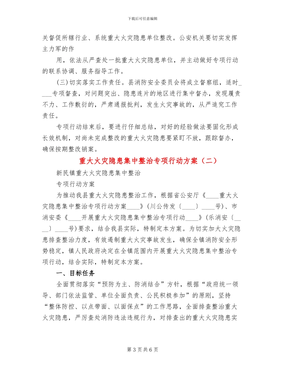 重大火灾隐患集中整治专项行动方案(2篇)_第3页