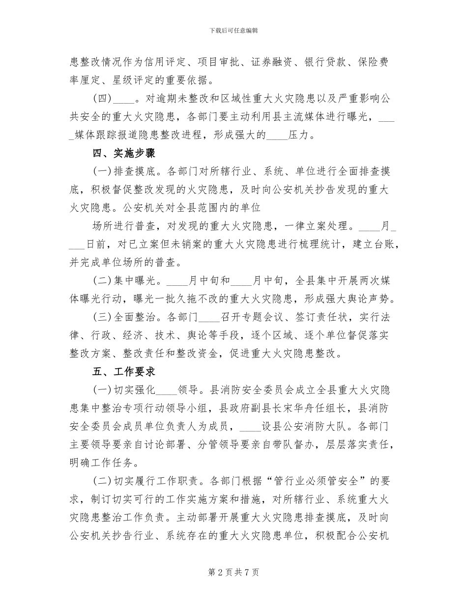 重大火灾隐患集中整治专项行动方案_第2页