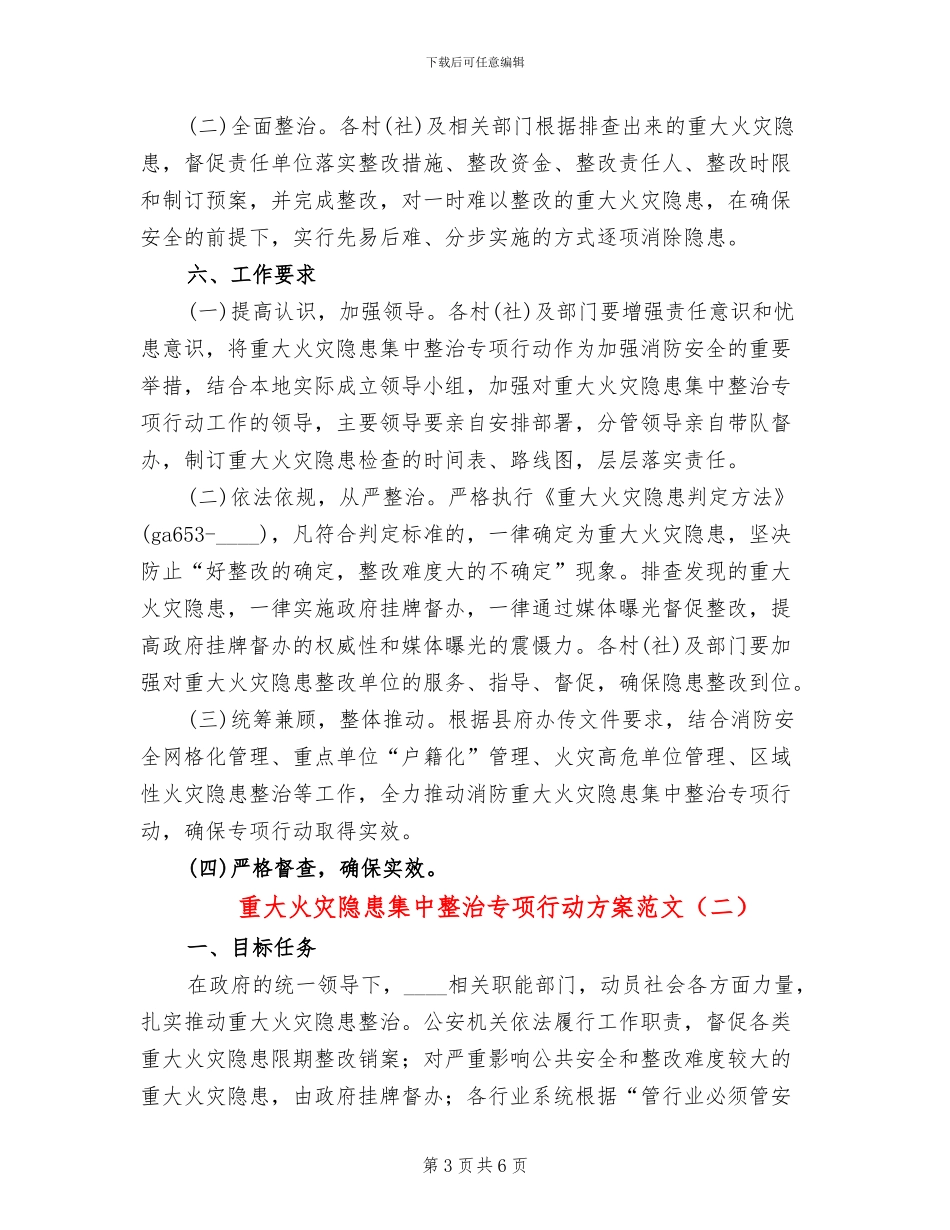 重大火灾隐患集中整治专项行动方案范文_第3页