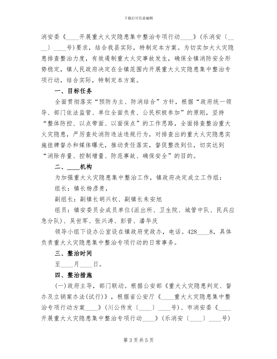 重大火灾隐患集中整治专项行动方案范本_第3页