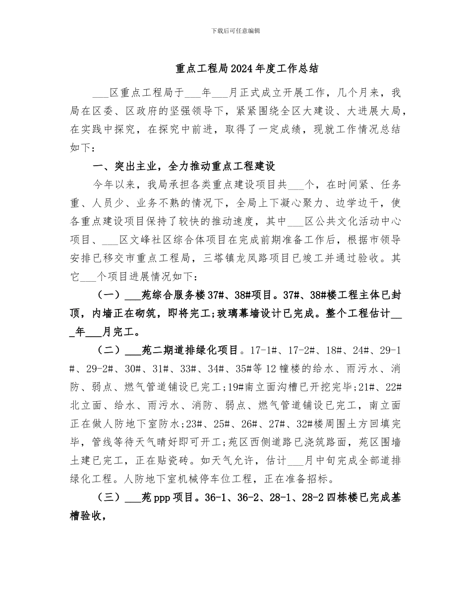 重点工程局2024年度工作总结_第1页