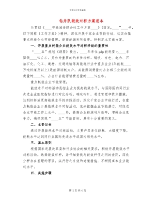 钻井队能效对标方案范本