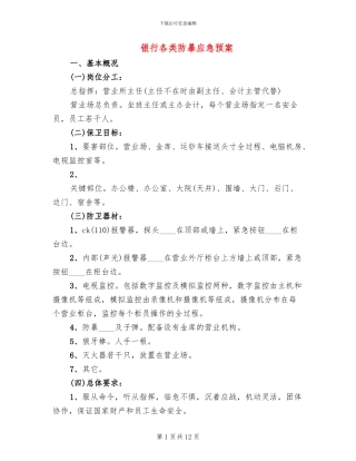 银行各类防暴应急预案