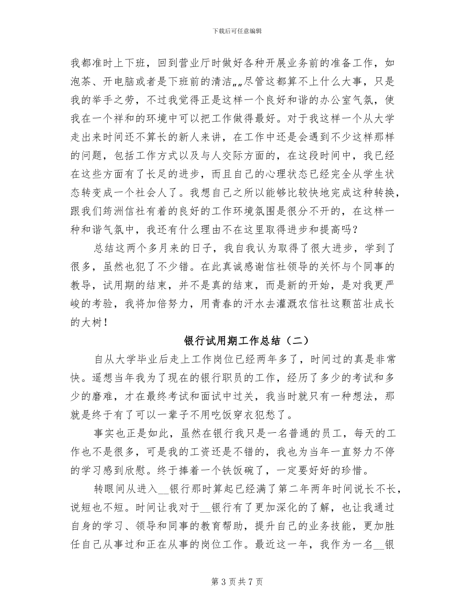 银行试用期员工个人工作总结2024年_第3页