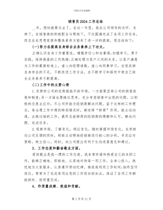 销售员2024工作总结