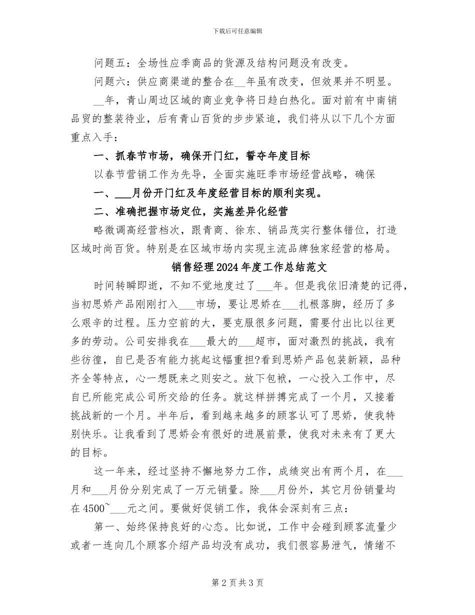 销售经理2024年度工作总结_第2页