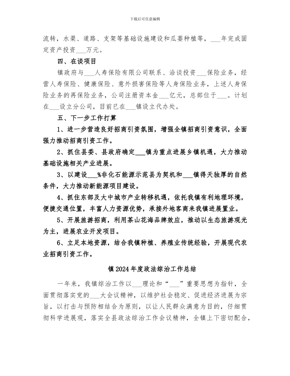 镇2024年度招商引资工作总结_第3页